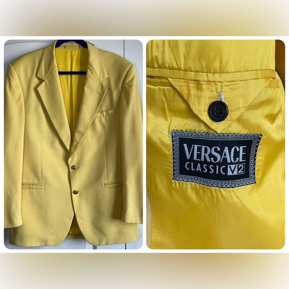 Versace Classic V2 90’s Vintage Yellow Blazer for Men - COLLECTORS ITEM - Picture 1 of 14